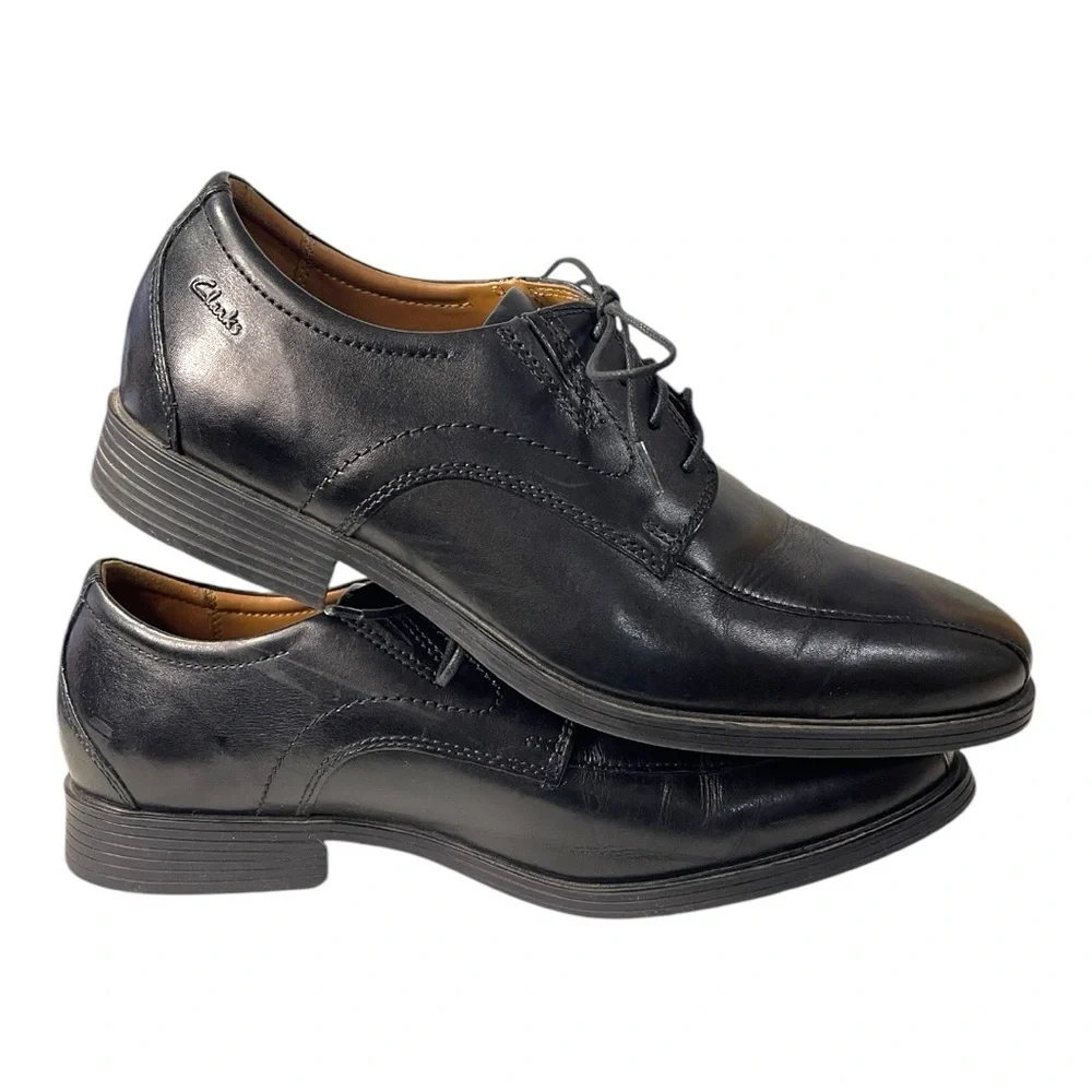 Clarks Whiddon Pace Black Leather Oxfords – Size 10W (New with Box!)